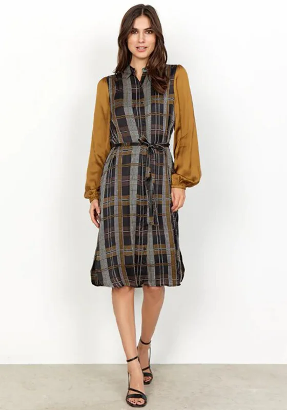 Soyaconcept Gerd Midi Dress, Brown Cozy Spaghetti Strap Midi Dress