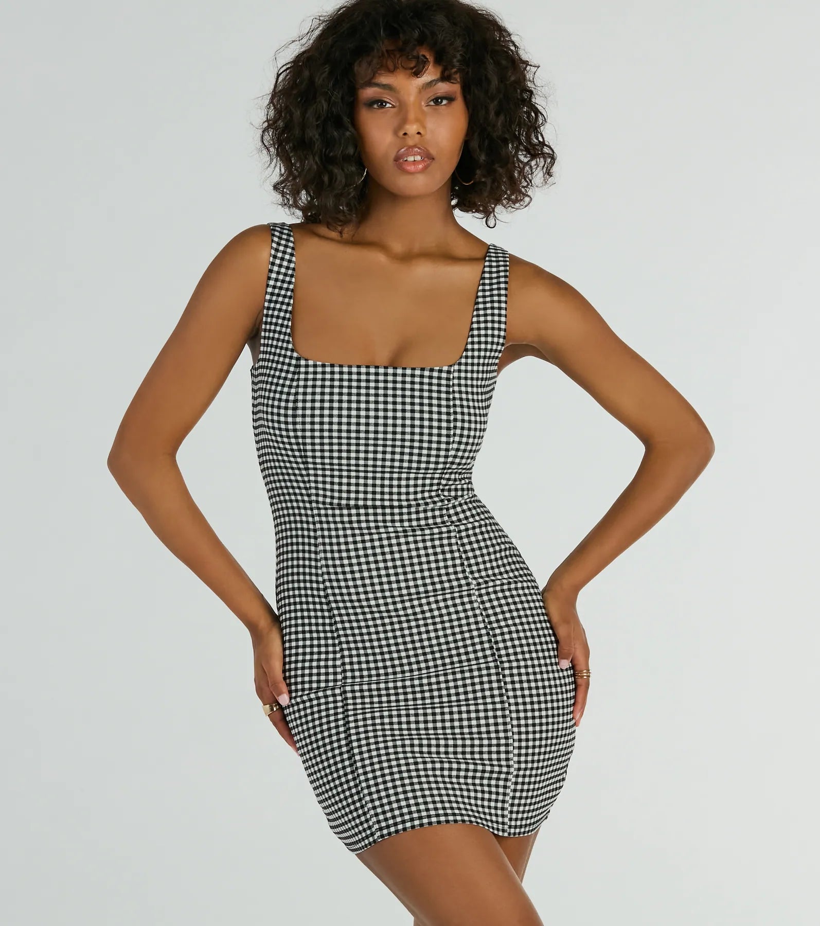 Sweeter Than Pie Scoop Neck Gingham Mini Dress Chic Puff Sleeve Mini Dress