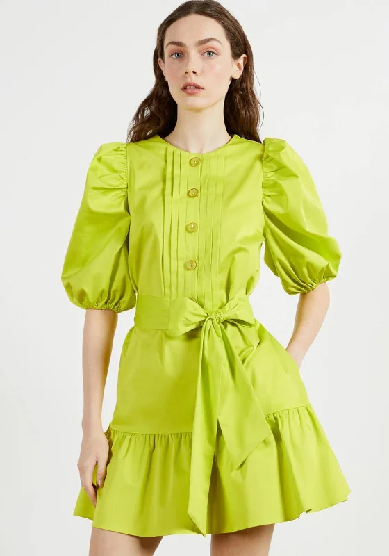 Ted Baker Sofiiia Button Up Mini Dress, Bright Green Trendy Button-Detail Mini Dress