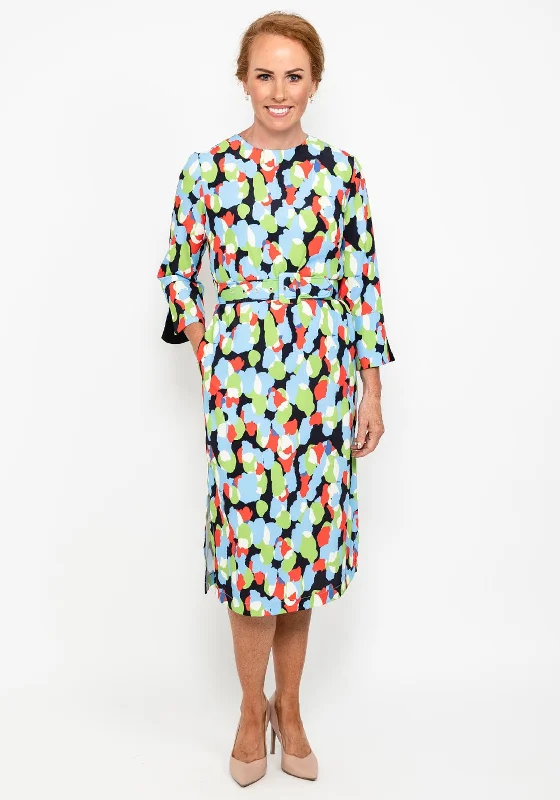 This Girl’s Curiosity Print Shift Midi Dress, Multi Comfortable Geometric Print Midi Dress