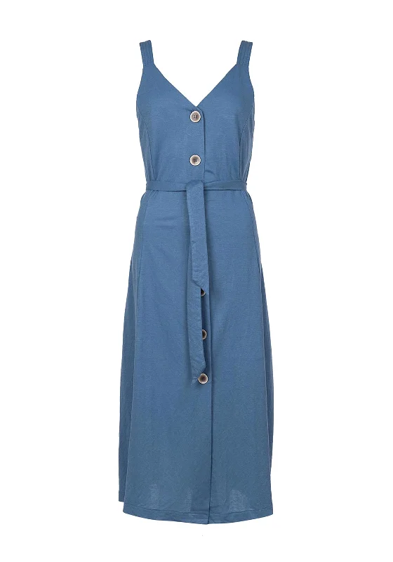 Tiffosi Shara Sleeveless Midi Dress, Denim Blue Fashionable Fitted Midi Dress