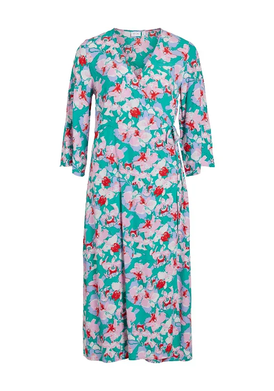 Vila Kikki Floral Wrap Midi Dress, Alhambra Fashionable Plaid Midi Dress