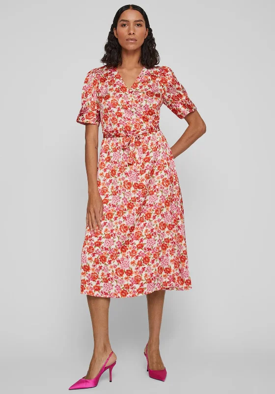 Vila Naria Floral Wrap Midi Dress, Tigerlily Elegant Velvet Midi Dress