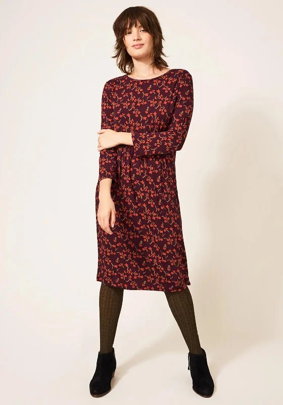 White Stuff Talia Floral Midi Dress, Plum Multi Trendy Shift Midi Dress