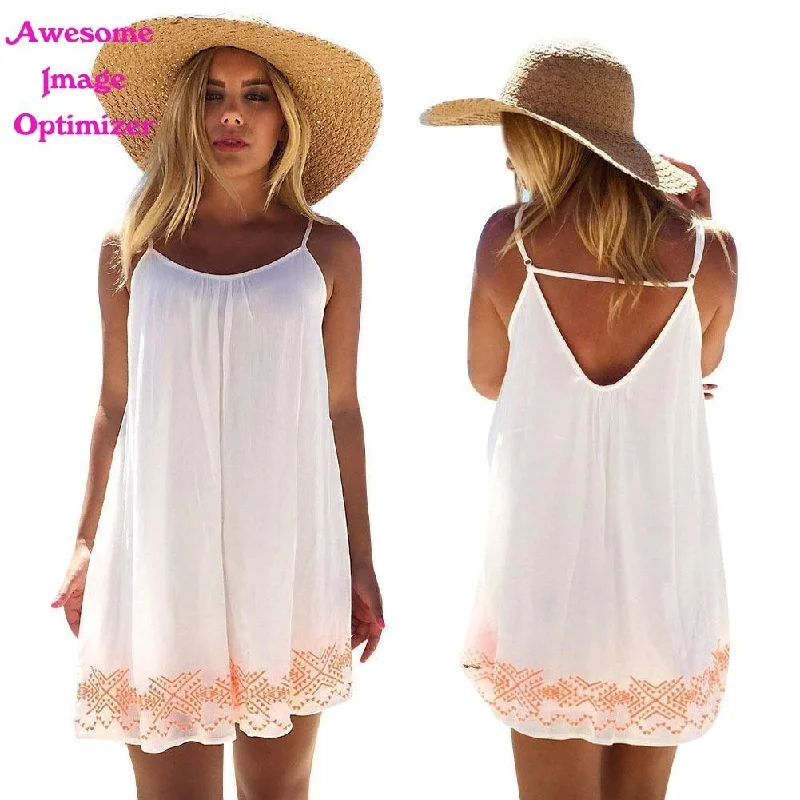 Women Dress White Harness dress Backless Short Summer BOHO Evening Party Beach Mini Dress Sundress#LSN Cozy Knitted Mini Dress