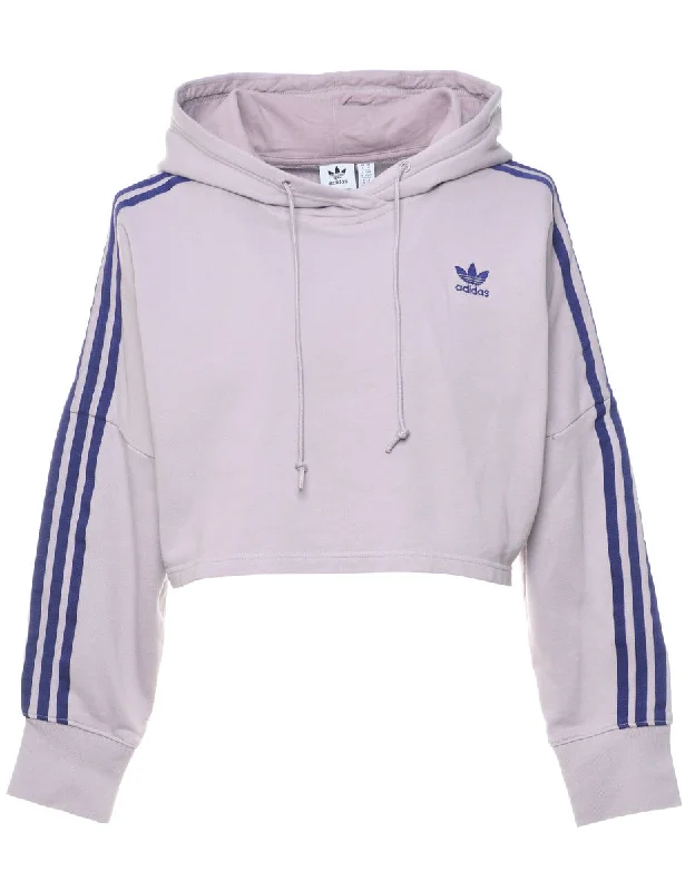 Adidas Lilac & Purple Cropped Sweatshirt - XS Hoodie with Puffed Sleeves Voluminous Trendy