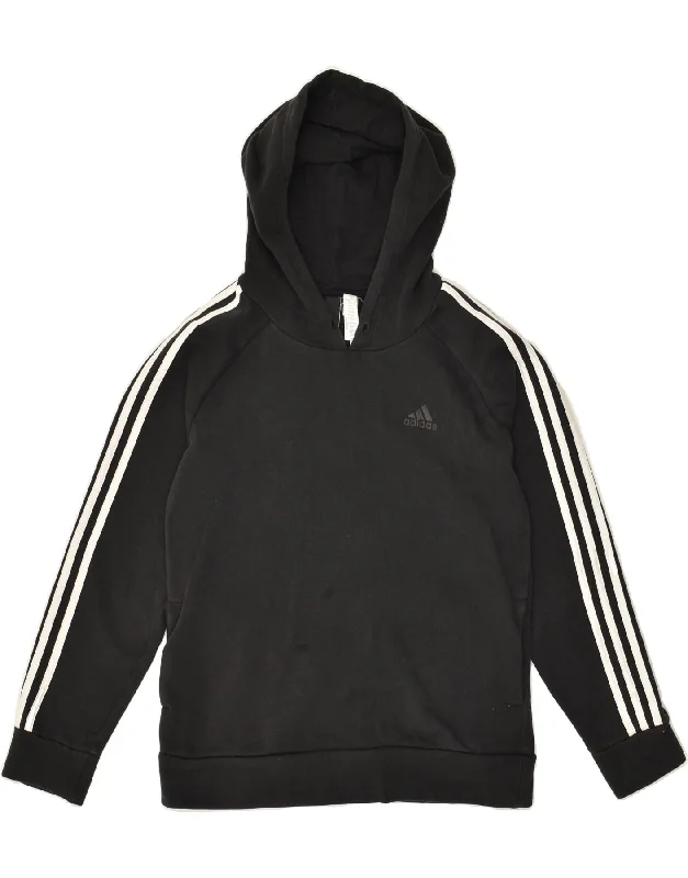 ADIDAS Womens Hoodie Jumper UK 12/14 Medium Black Cotton Hoodie Jacket Zipper Layering