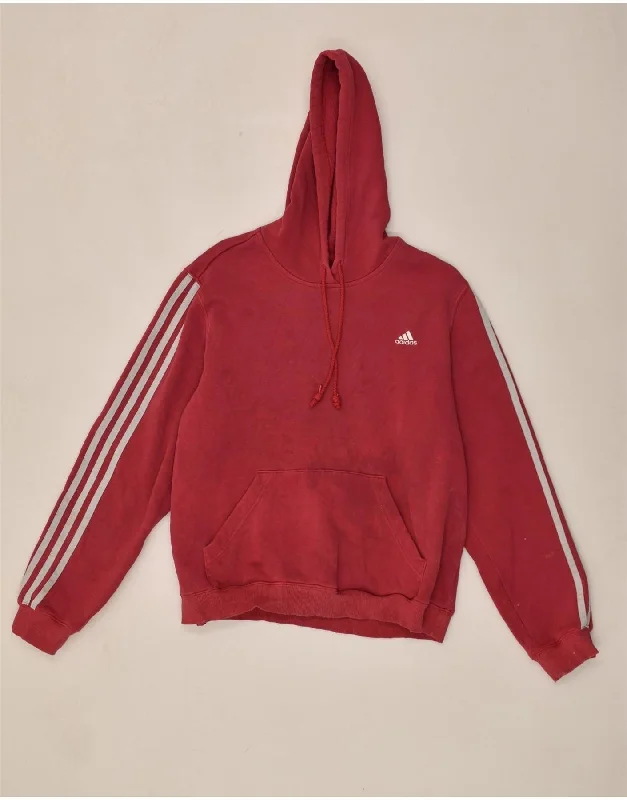 ADIDAS Womens Hoodie Jumper UK 22 3XL Red Cotton Hoodie with Button Placket Classic Preppy