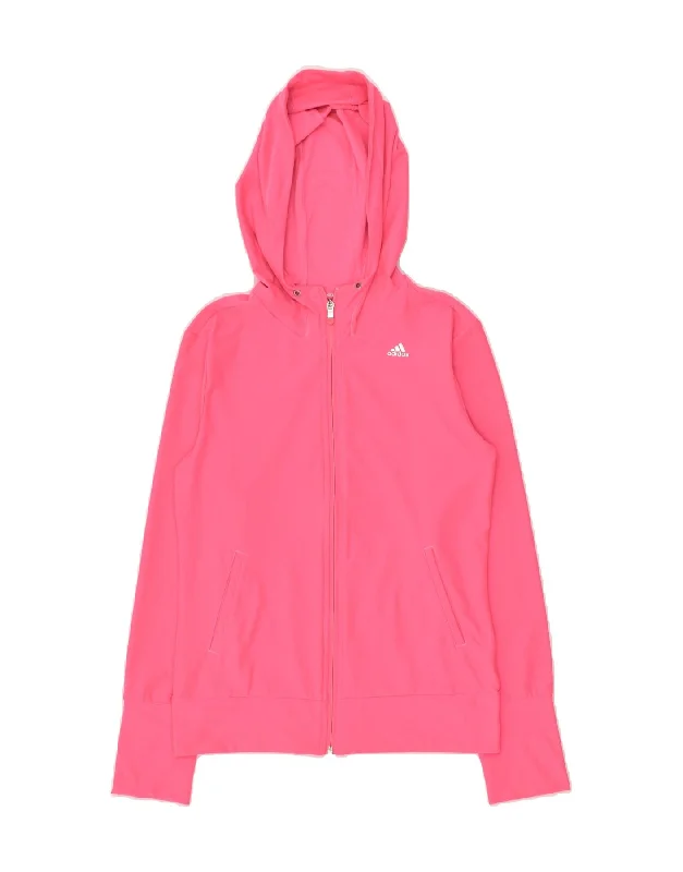 ADIDAS Womens Hoodie Jumper UK 8-10 Small Pink Polyester Hoodie with Zipper Placket Modern Functional