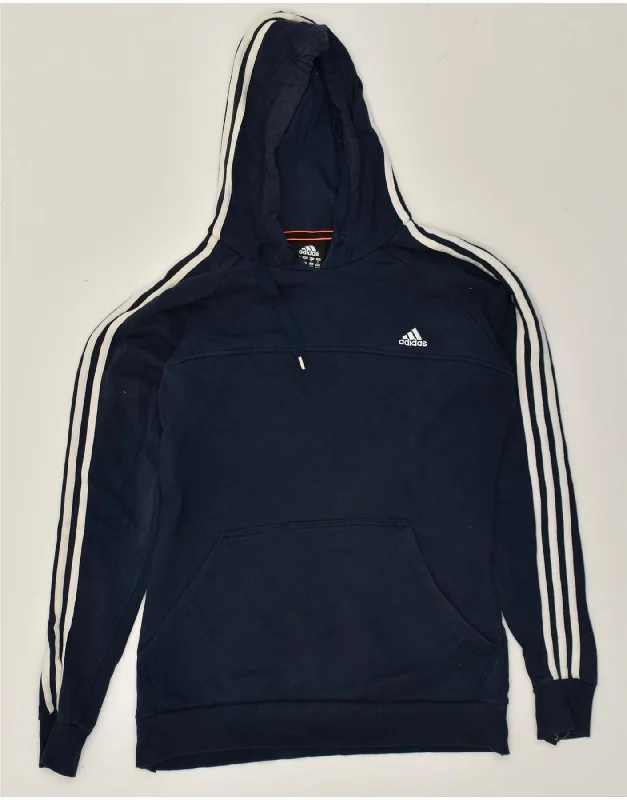 ADIDAS Womens Slim Hoodie Jumper XL Navy Blue Cotton Hoodie with Pocket Utility Practical