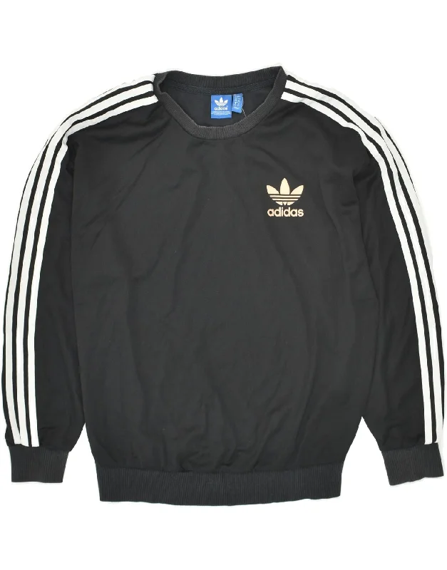 ADIDAS Womens Sweatshirt Jumper UK 8 Small Black Polyester Hoodie with Set-In Sleeves Structured Classic