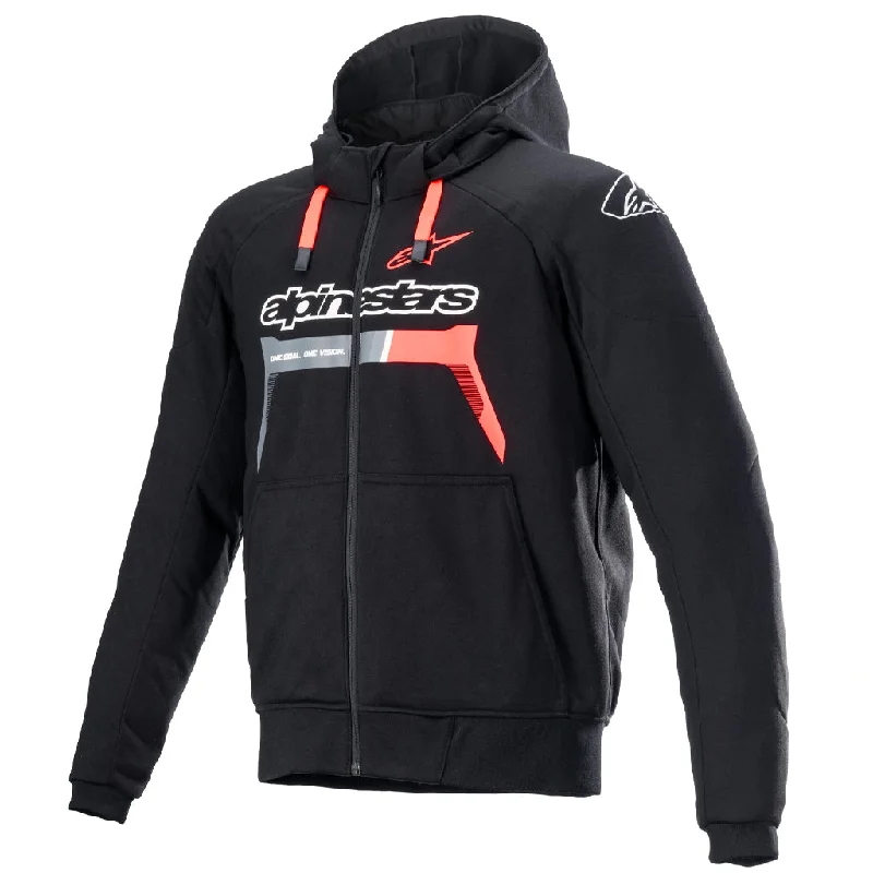 Alpinestars - Chrome Ignition Black/Red Hoody Hoodie with Double Zipper Versatile Adjustable