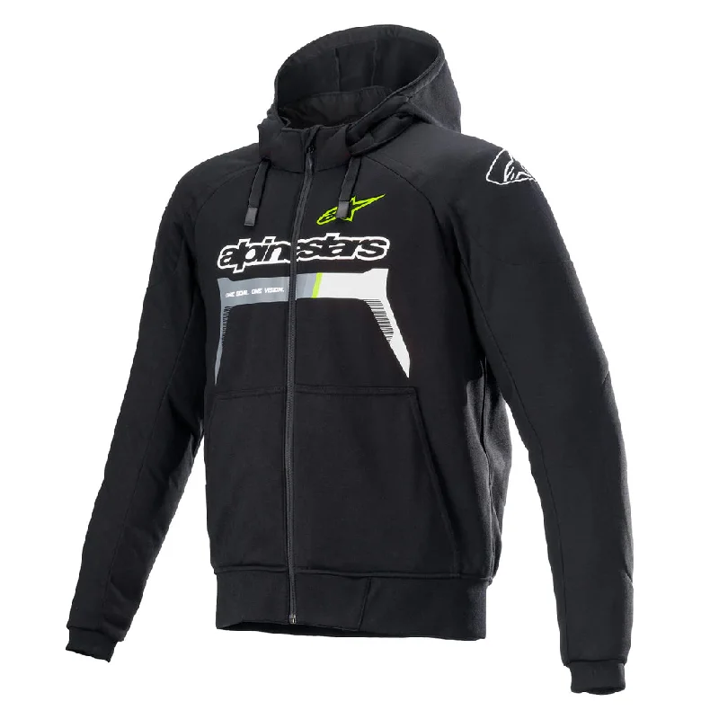 Alpinestars - Chrome Ignition Black/Yellow Hoody Hoodie with Raglan Sleeves Sporty Comfortable