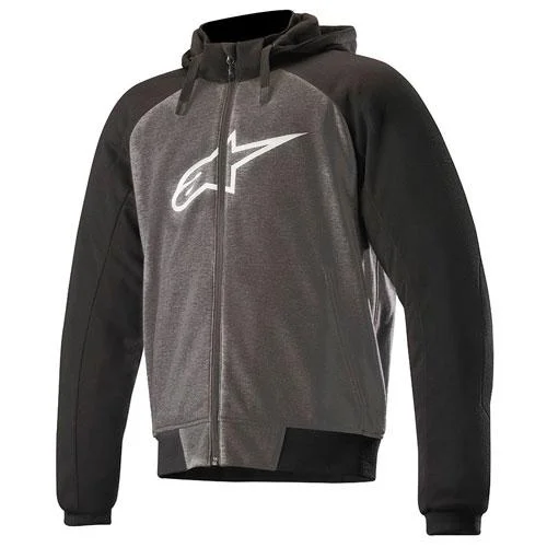 Alpinestars - Chrome Black/Grey Sports Road Hoody Hoodie with Raw Hem Edgy Unfinished