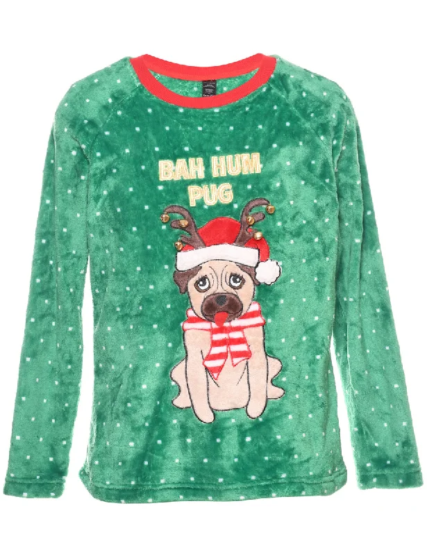 Animal Design Christmas Sweatshirt - M Hoodie with Hem Drawcord Adjustable Customizable