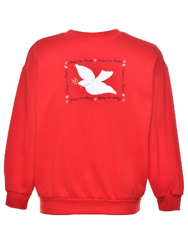 Animal Design Christmas Sweatshirt - M Hoodie with Back Slit Movement Comfort