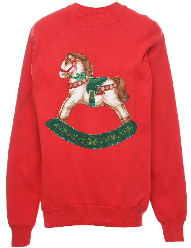 Animal Design Christmas Sweatshirt - XL Oversized Hoodie Comfort Casual