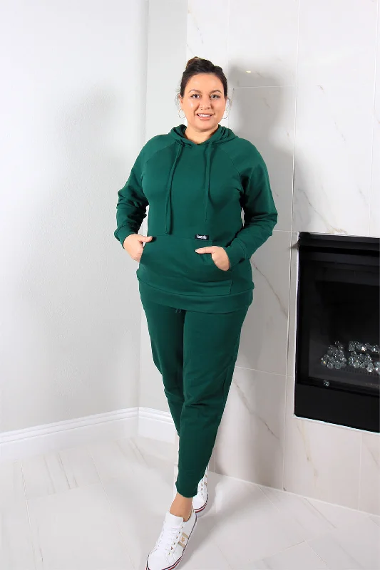 Cam Unisex Hoodie Tracksuit | Dark Green Hoodie with Bell Sleeves Flared Feminine