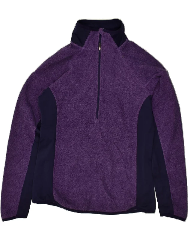 COLUMBIA Womens Zip Neck Sweatshirt Jumper UK 8 Small Purple Colourblock Hoodie with Embroidery Detailed Premium