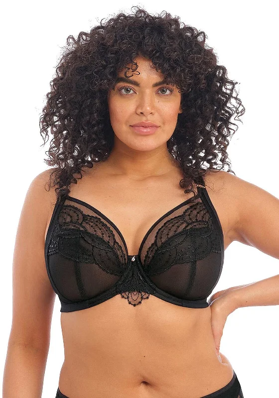 Elomi Priya Plunge Bra, Black Push-Up Wireless Bra