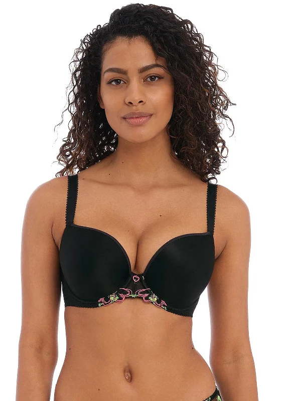 Freya Loveland Moulded Plunge Bra, Black Multi Smooth Fit Bra