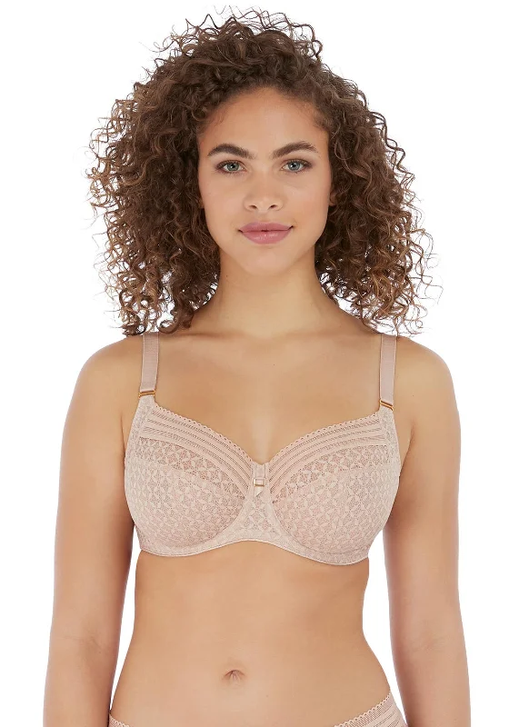 Freya Viva Lace Side Support Bra, Nude Sports Support Bra