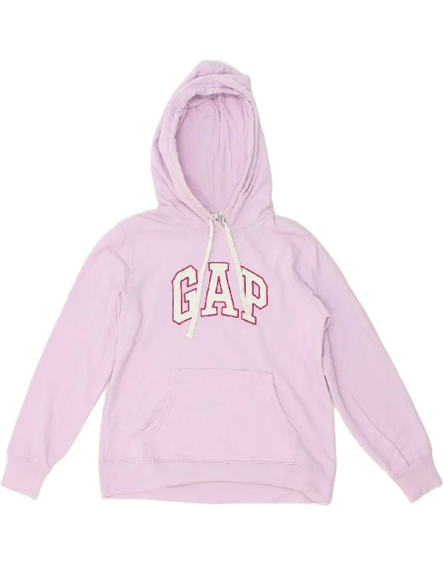 GAP Womens Graphic Hoodie Jumper UK 14 Medium Pink Cotton Oversized Hoodie Comfort Casual