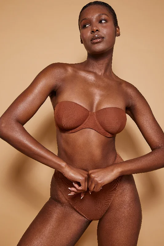 Soft Mesh Strapless Bra in Chestnut Full Coverage Bralette