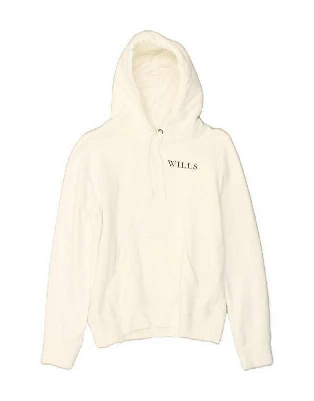 JACK WILLS Womens Loose Fit Hoodie Jumper UK 10 Small White Cotton Hoodie with Toggle Buttons Decorative Unique