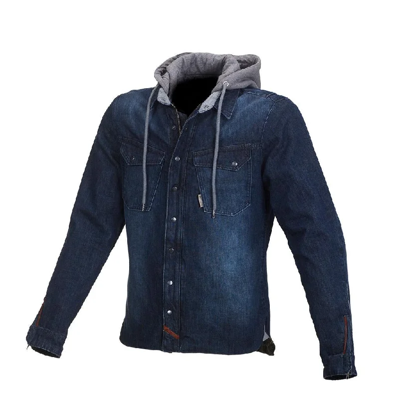 Macna - Westcoast Kevlar Blue Denim Hoody Hoodie with Belted Waist Structured Tailored