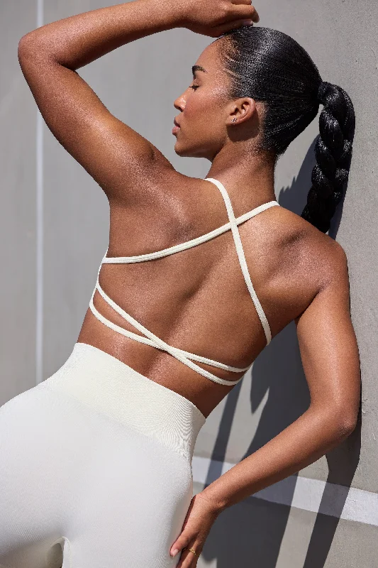 Super Sculpt Seamless Open Back Sports Bra in Eggshell Soft Cotton Bra