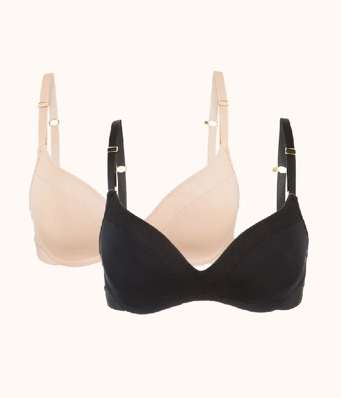 No-Wire Push-Up Bra Bundle: Jet Black/Toasted Almond Push-Up Wireless Bra