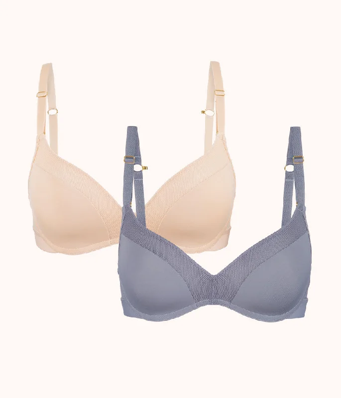 No-Wire Push-Up Bra Bundle: Toasted Almond/Smoke Full Coverage Bralette