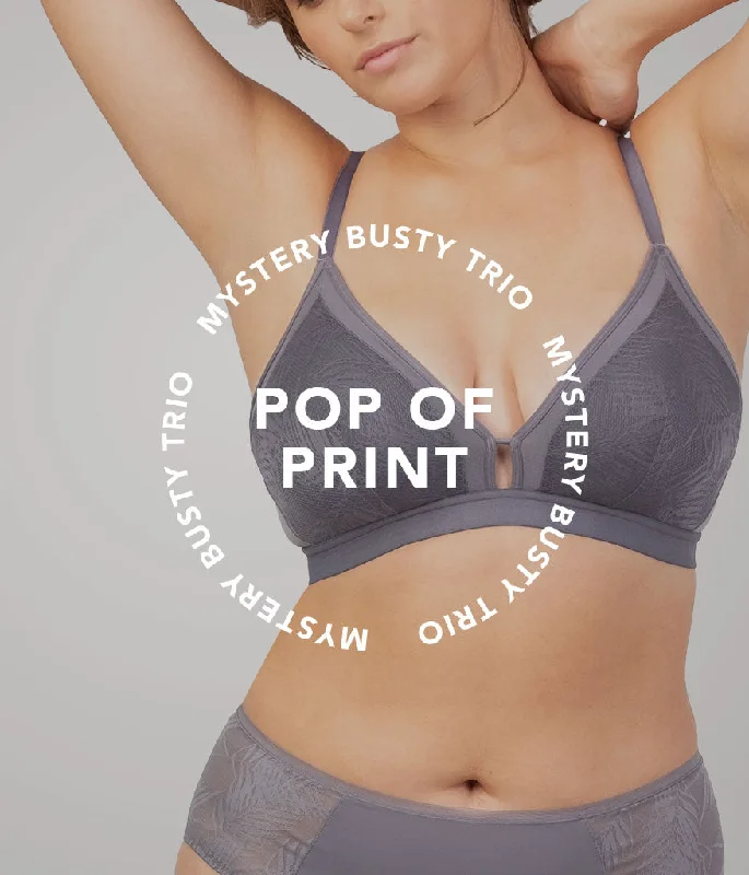 Pop of Print Mystery Busty Bra Trio Adjustable Back Bra