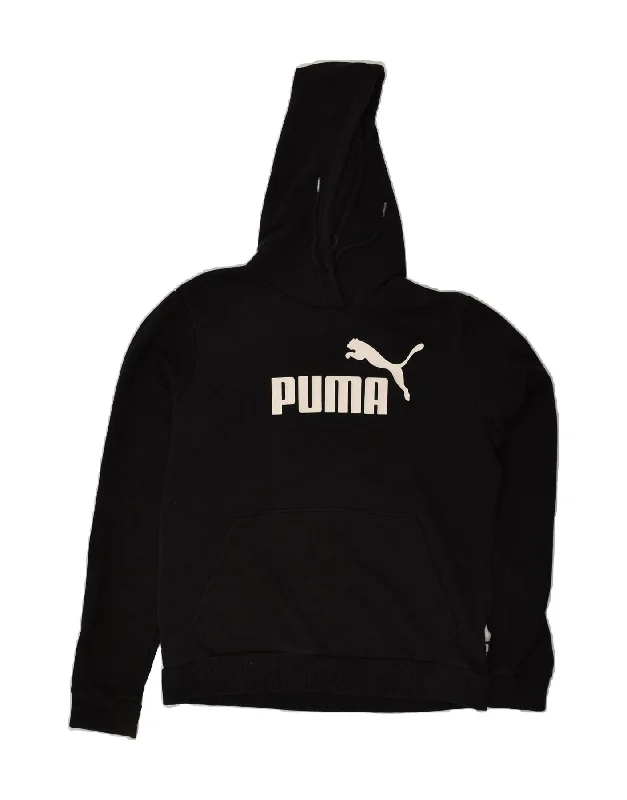 PUMA Womens Graphic Hoodie Jumper UK 14 Medium Black Polyester Hoodie with Pocket Utility Practical