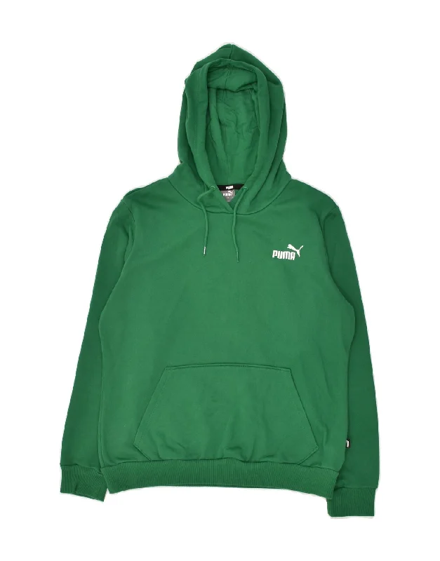 PUMA Womens Hoodie Jumper UK 14 Medium Green Cotton Hoodie with Double Zipper Versatile Adjustable