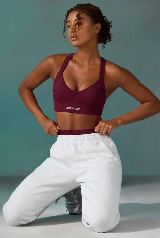 Super Sculpt Seamless Cross Back Sports Bra in Plum Sports Support Bra