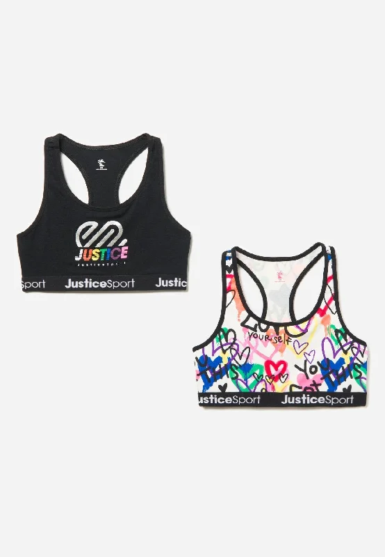 J Sport Racerback Sports Bra 2 Pack Adjustable Comfort Bra