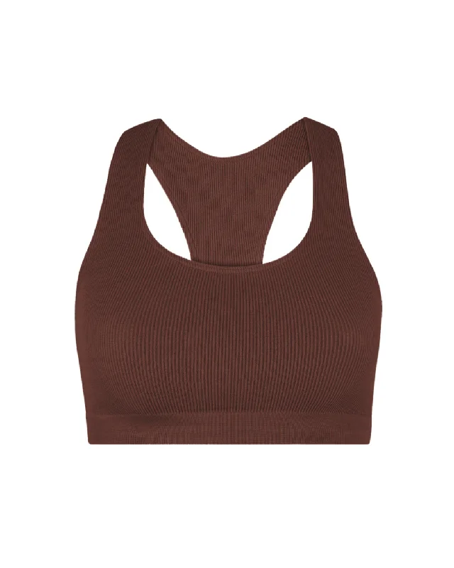 RIBBED ELATED Bra Top | Maroon Classic Wire-Free Bra