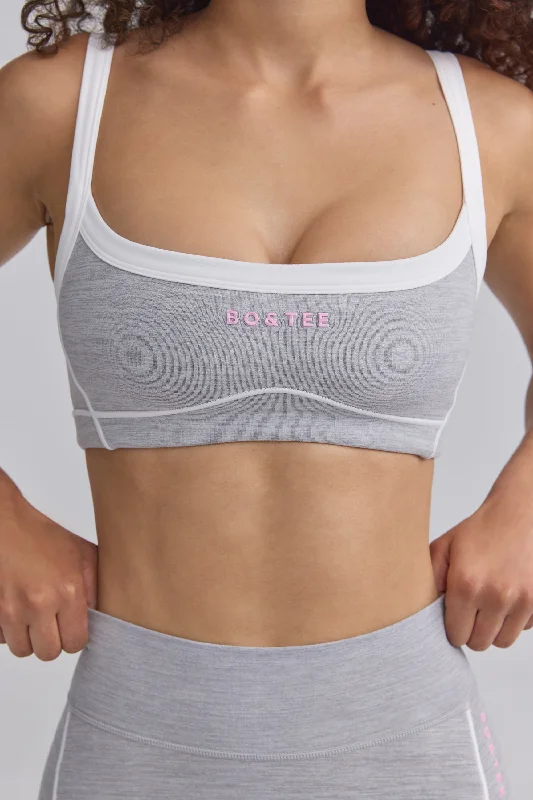 Soft Active Contrast-Trim Sports Bra in Ice Grey Versatile Bralette Set