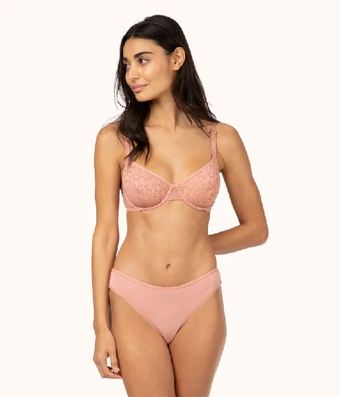 The Floral Lace Balconette Bra: Shell Pink Smooth Stretch Bra