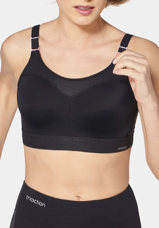 Triumph Triaction Control Lite Wired Sports Bra, Black Trendy Lace Bra