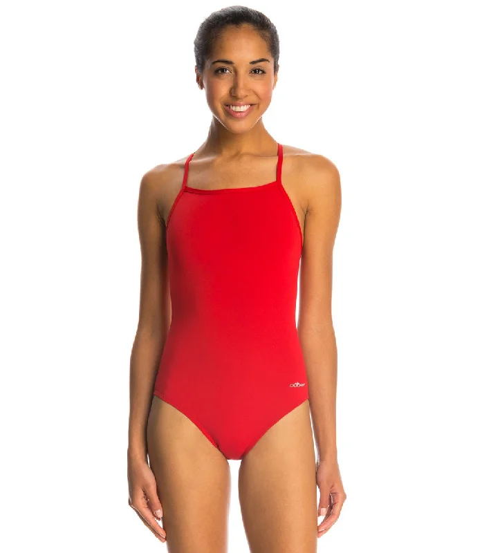 Dolfin Reliance Solid V-Back One Piece Swimsuit Red Bold Swimsuit Design