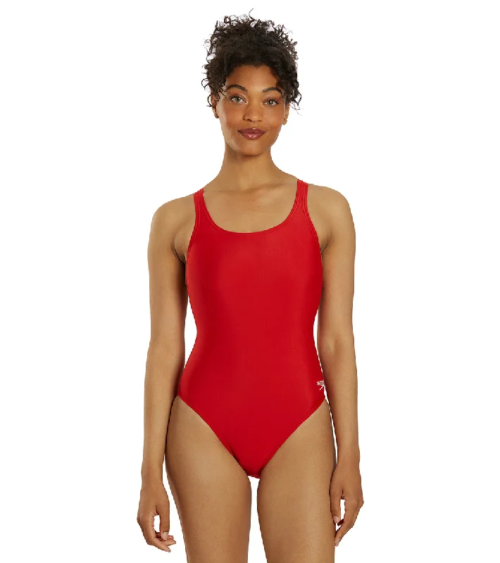 Speedo Women's Learn To Swim Pro LT Superpro One Piece Swimsuit Red Swimsuit with Skirt