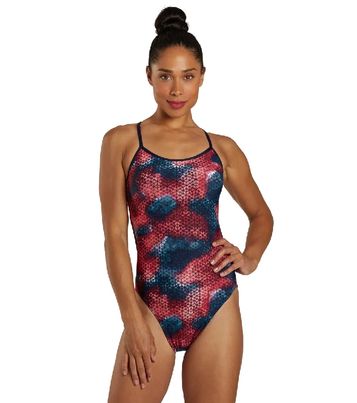 TYR Women's Starhex Trinityfit One Piece Swimsuit Red Multi Halter Neck Swimsuit