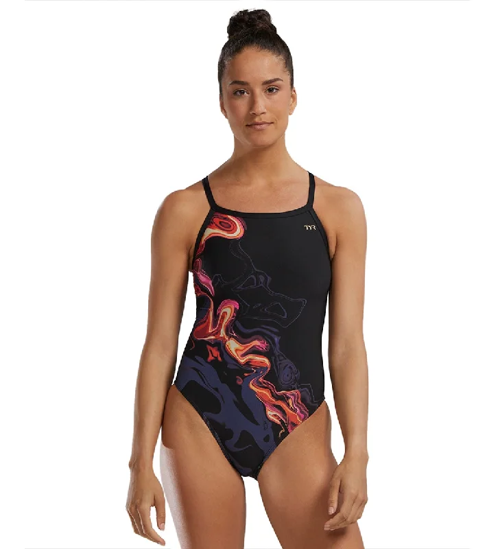 TYR Women's Torch Diamondfit One Piece Swimsuit Blk/Multi Sexy Monokini Swimsuit