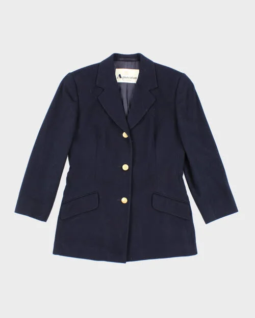 Aquascutum Navy Jacket - S Tiered Jacket Buttoned Jacket Zippered Jacket