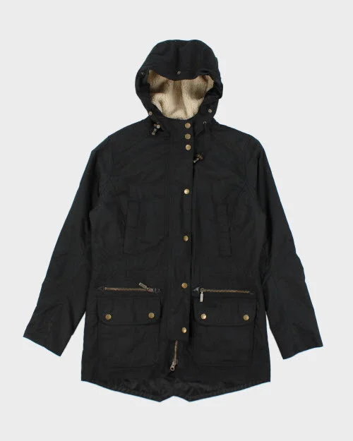 Barbour Black Hooded Jacket - M Embroidered Jacket Appliqued Jacket Beaded Jacket