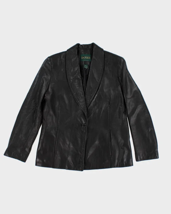 Danier Black Leather Blazer Jacket - M Rayon Fabric Velvet Fabric Corduroy Fabric