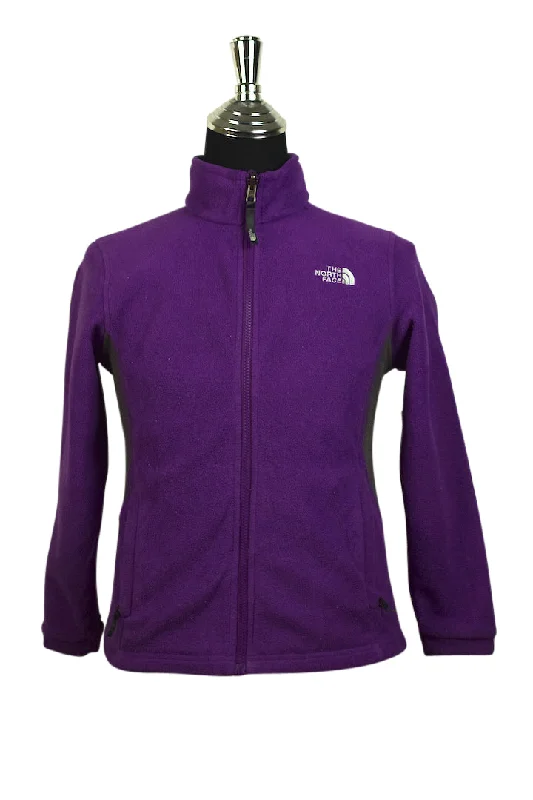 Ladies Purple North Face Fleece Jacket Stand-Up Collar Roll-Neck Collar Turtle Neck